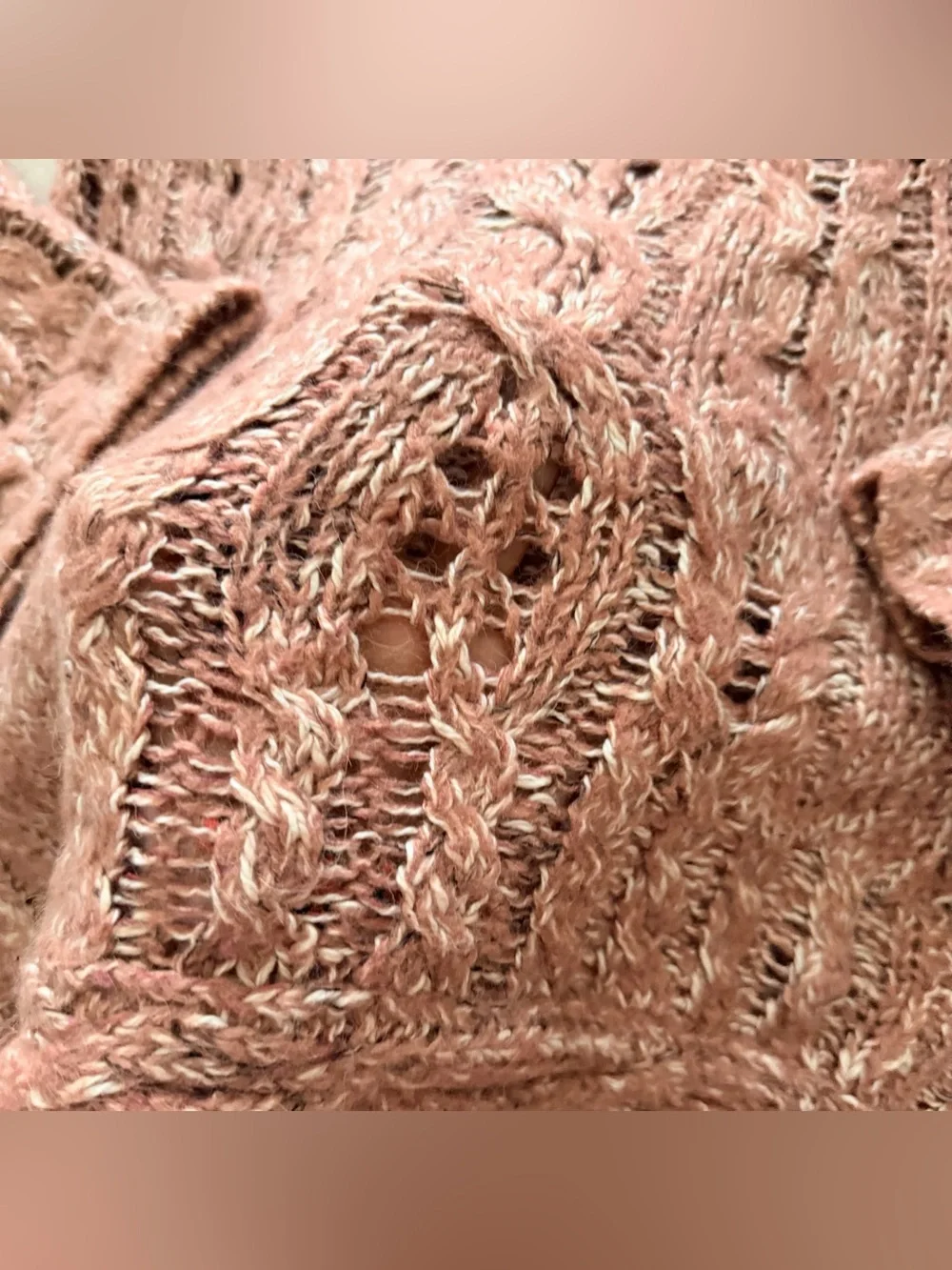 Free People pink crochet oversized bell sleeve sweater